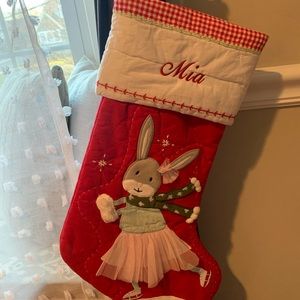 Pottery Barn Kids embroidered stocking “Mia”